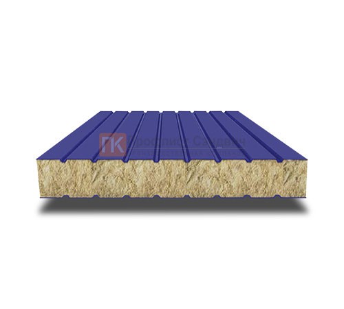 Сэндвич панели без замков с минеральной ватой, ширина 1000 мм, толщина 150 мм, 0.5/0.5, RAL5002