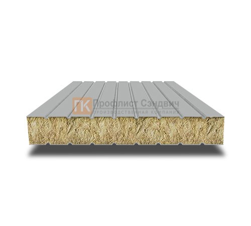 Сэндвич панели без замков с минеральной ватой, ширина 1200 мм, толщина 100 мм, 0.5/0.5, RAL9006