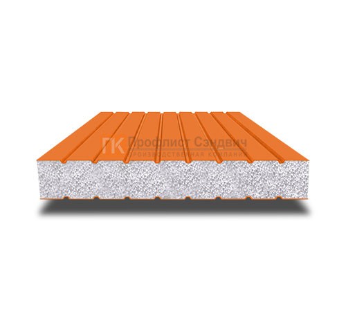 Сэндвич панели без замков с пенополистиролом, ширина 1000 мм, толщина 150 мм, 0.5/0.5, RAL2004