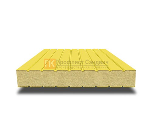 Сэндвич панели без замков с пенополиизоциануратом, ширина 1200 мм, толщина 100 мм, 0.5/0.5, RAL1018