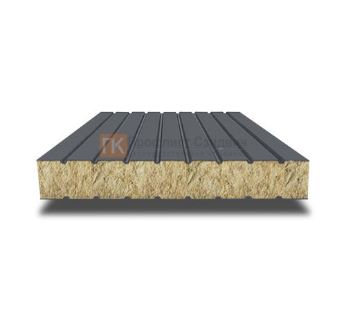 Сэндвич панели без замков с минеральной ватой, ширина 1000 мм, толщина 80 мм, 0.5/0.5, RAL7024