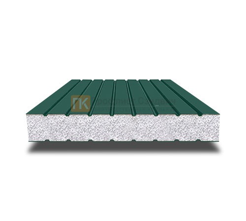 Сэндвич панели без замков с пенополистиролом, ширина 1200 мм, толщина 60 мм, 0.5/0.5, RAL 6005