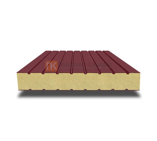 Сэндвич панели без замков с пенополиизоциануратом, ширина 1000 мм, толщина 100 мм, 0.5/0.5, RAL3005