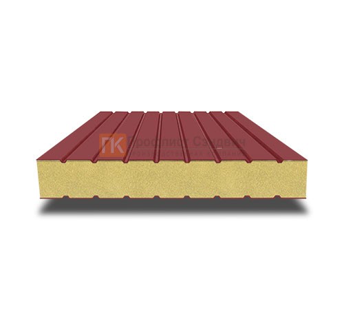 Сэндвич панели без замков с пенополиизоциануратом, ширина 1000 мм, толщина 100 мм, 0.5/0.5, RAL3011