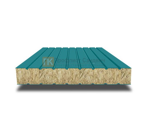 Сэндвич панели без замков с минеральной ватой, ширина 1200 мм, толщина 150 мм, 0.5/0.5, RAL5021