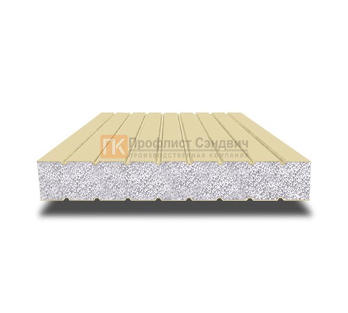 Сэндвич панели без замков с пенополистиролом, ширина 1200 мм, толщина 100 мм, 0.5/0.5, RAL 1014