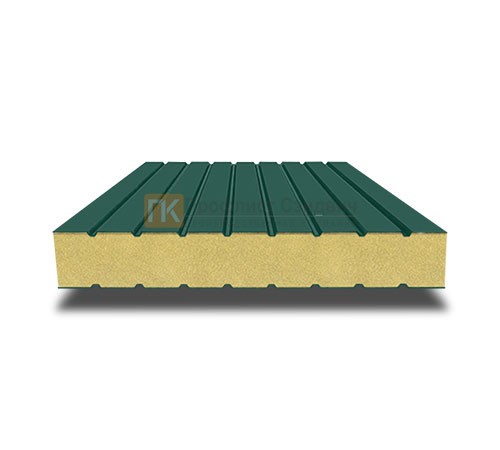 Сэндвич панели без замков с пенополиуретаном, ширина 1200 мм, толщина 50 мм, 0.5/0.5, RAL6005