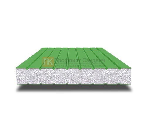 Сэндвич панели без замков с пенополистиролом, ширина 1200 мм, толщина 40 мм, 0.5/0.5, RAL6018