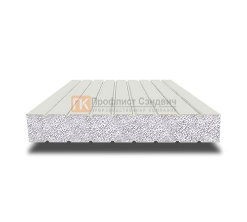 Сэндвич панели без замков с пенополистиролом, ширина 1000 мм, толщина 20 мм, 0.5/0.5, RAL9002