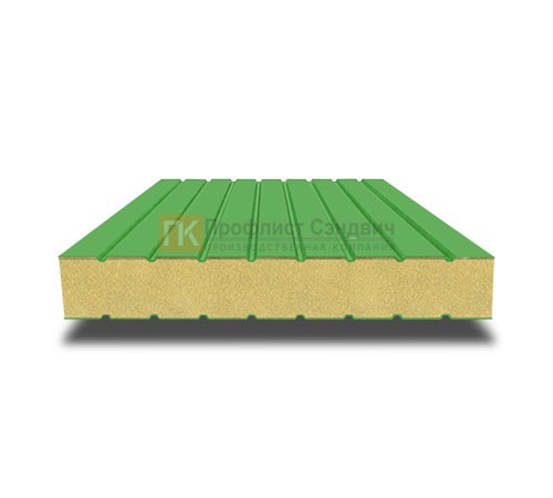 Сэндвич панели без замков с пенополиизоциануратом, ширина 1200 мм, толщина 10 мм, 0.5/0.5, RAL6018