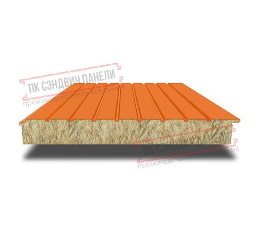 Сэндвич-панели двухслойные с минеральной ватой, ширина 1000 мм, толщина 80 мм, 0.5, RAL2004