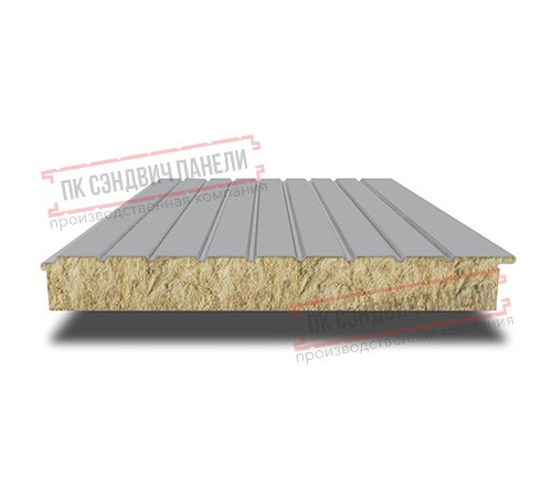 Сэндвич-панели двухслойные с минеральной ватой, ширина 1000 мм, толщина 120 мм, 0.5, RAL7004