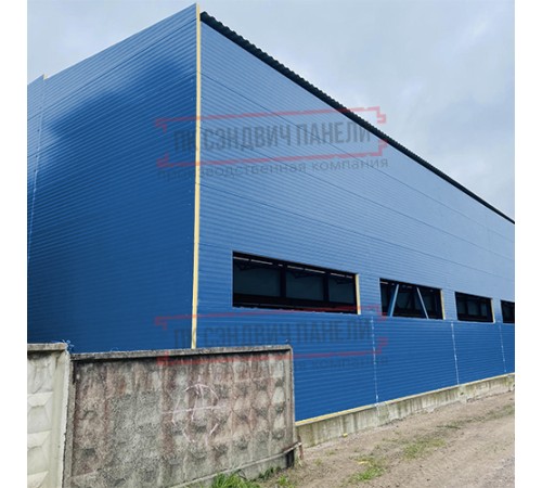 Сэндвич-панели двухслойные с минеральной ватой, ширина 1000 мм, толщина 20 мм, 0.5, RAL5005