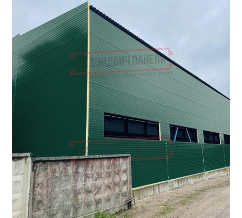 Сэндвич-панели двухслойные с минеральной ватой, ширина 1000 мм, толщина 20 мм, 0.5, RAL6005