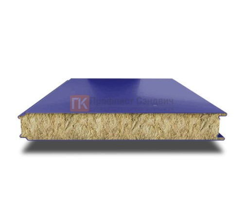 Сэндвич панели гладкие с минеральной ватой, ширина 1200 мм, толщина 120 мм, 0.5/0.5, RAL5002