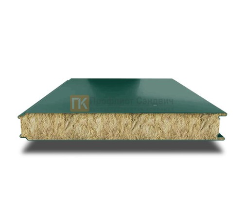 Сэндвич панели гладкие с минеральной ватой, ширина 1000 мм, толщина 50 мм, 0.5/0.5, RAL6005