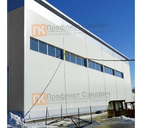 Сэндвич панели гладкие с пенополистиролом, ширина 1200 мм, толщина 30 мм, 0.5/0.5, RAL7035