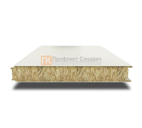 Сэндвич панели гладкие с минеральной ватой, ширина 1000 мм, толщина 100 мм, 0.5/0.5, RAL9003