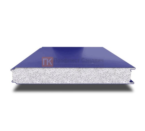 Сэндвич панели гладкие с пенополистиролом, ширина 1000 мм, толщина 150 мм, 0.5/0.5, RAL5002
