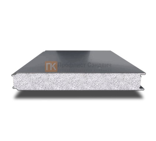 Сэндвич панели гладкие с пенополистиролом, ширина 1200 мм, толщина 100 мм, 0.5/0.5, RAL7024