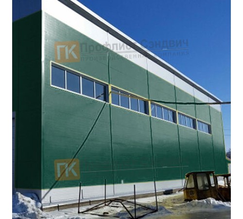 Сэндвич панели гладкие с пенополистиролом, ширина 1200 мм, толщина 30 мм, 0.5/0.5, RAL6005