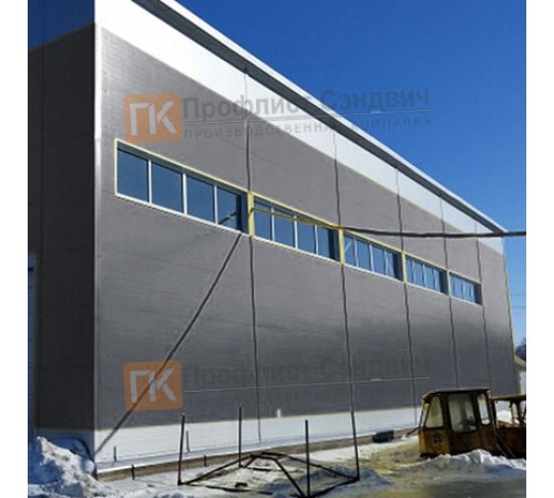 Сэндвич панели гладкие с пенополистиролом, ширина 1000 мм, толщина 150 мм, 0.5/0.5, RAL7024