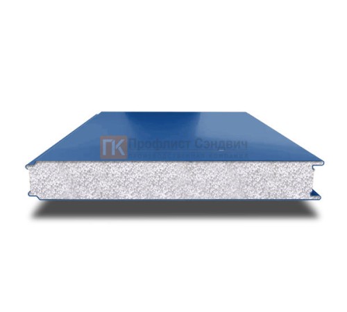 Сэндвич панели гладкие с пенополистиролом, ширина 1200 мм, толщина 100 мм, 0.5/0.5, RAL5005