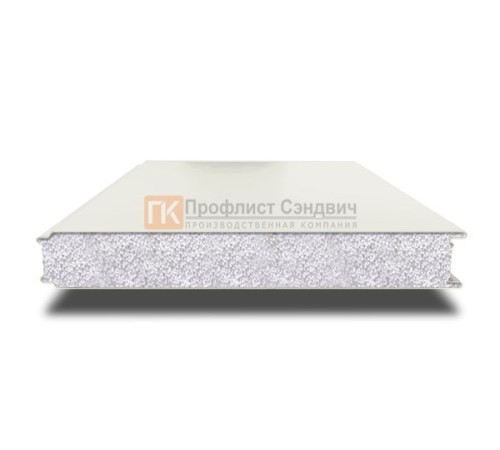 Сэндвич панели гладкие с пенополистиролом, ширина 1200 мм, толщина 80 мм, 0.5/0.5, RAL9003