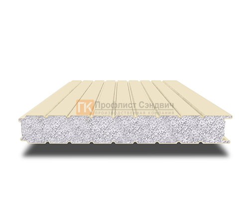 Сэндвич-панель для холодильных камер с пенополистиролом, ширина 1200 мм, толщина 80 мм, 0.5/0.5, RAL1015