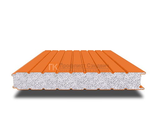 Сэндвич-панель для холодильных камер с пенополистиролом, ширина 1200 мм, толщина 10 мм, 0.5/0.5, RAL2004