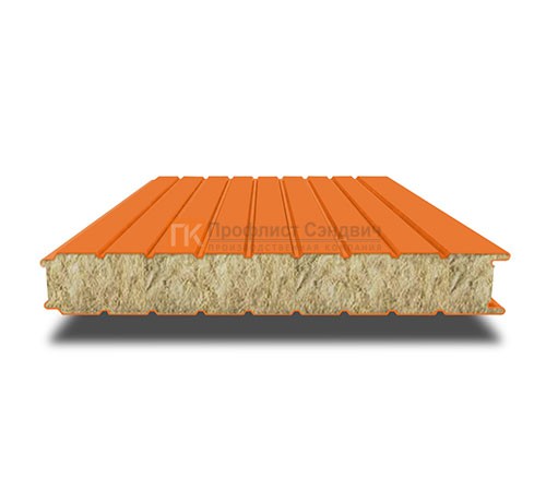 Сэндвич-панель для холодильных камер с минеральной ватой, ширина 1000 мм, толщина 10 мм, 0.5/0.5, RAL2004