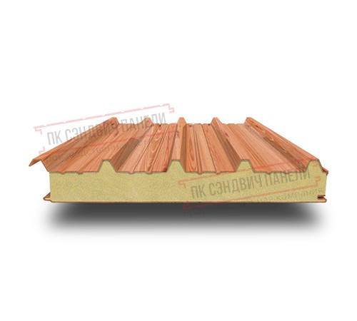 Сэндвич панели кровельные с пенополиизоциануратом, ширина 1200 мм, толщина 100 мм, 0.5/0.5, золотой орех