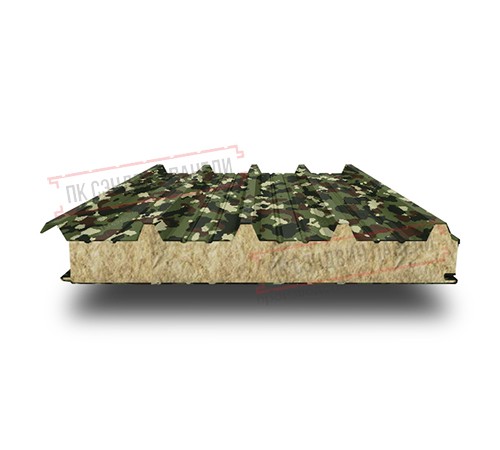 Сэндвич панели кровельные с минеральной ватой, ширина 1200 мм, толщина 150 мм, 0.5/0.5, милитари