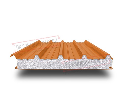 Сэндвич панели кровельные с пенополистиролом, ширина 1000 мм, толщина 180 мм, 0.5/0.5, RAL2004