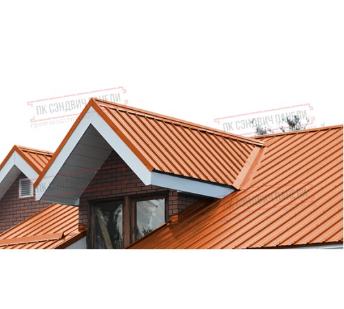 Сэндвич панели кровельные с пенополиуретаном, ширина 1200 мм, толщина 180 мм, 0.5/0.5, RAL2004