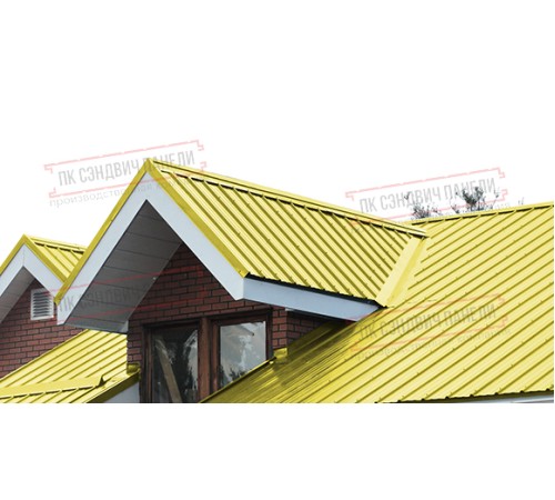 Сэндвич панели кровельные с пенополистиролом, ширина 1200 мм, толщина 180 мм, 0.5/0.5, RAL1018