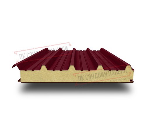 Сэндвич панели кровельные с пенополиизоциануратом, ширина 1000 мм, толщина 300 мм, 0.5/0.5, бордо