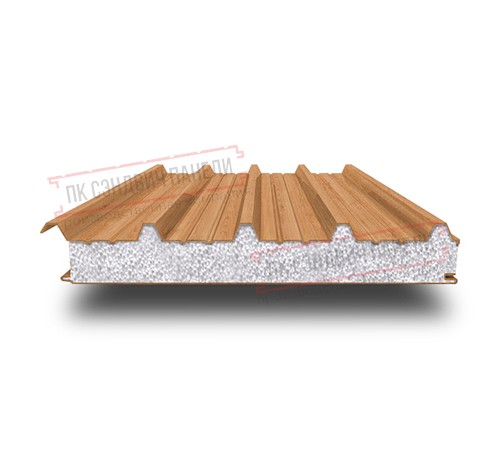 Сэндвич панели кровельные с пенополистиролом, ширина 1200 мм, толщина 30 мм, 0.5/0.5, дуб