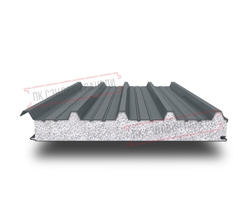 Сэндвич панели кровельные с пенополистиролом, ширина 1000 мм, толщина 40 мм, 0.5/0.5, RAL7011