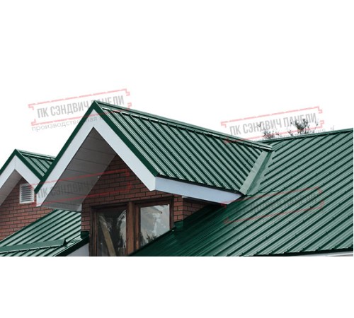 Сэндвич панели акустические кровельные с минеральной ватой, ширина 1200 мм, толщина 60 мм, 0.5/0.5, RAL6005