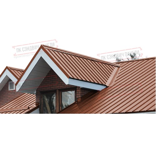 Сэндвич панели кровельные с пенополиуретаном, ширина 1000 мм, толщина 300 мм, 0.5/0.5, RAL8004