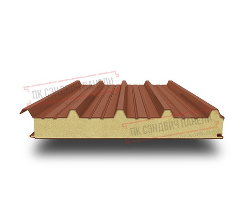Сэндвич панели кровельные с пенополиуретаном, ширина 1000 мм, толщина 300 мм, 0.5/0.5, RAL8004