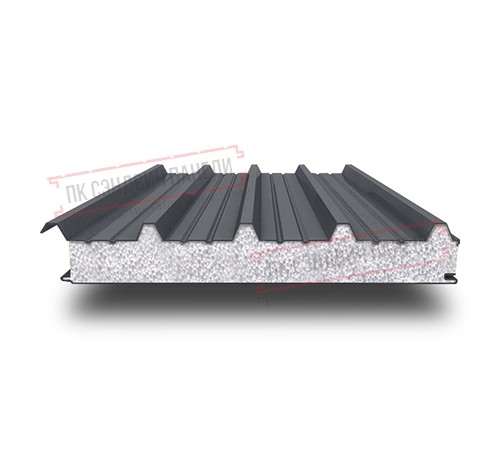 Сэндвич панели кровельные с пенополистиролом, ширина 1200 мм, толщина 140 мм, 0.5/0.5, RAL7024