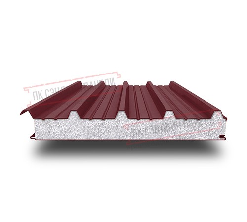 Сэндвич панели кровельные с пенополистиролом, ширина 1200 мм, толщина 20 мм, 0.5/0.5, RAL3005