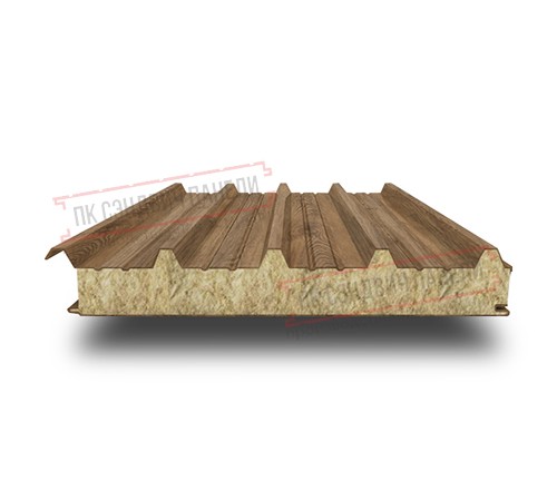 Сэндвич панели кровельные с минеральной ватой, ширина 1000 мм, толщина 180 мм, 0.5/0.5, дуб античный