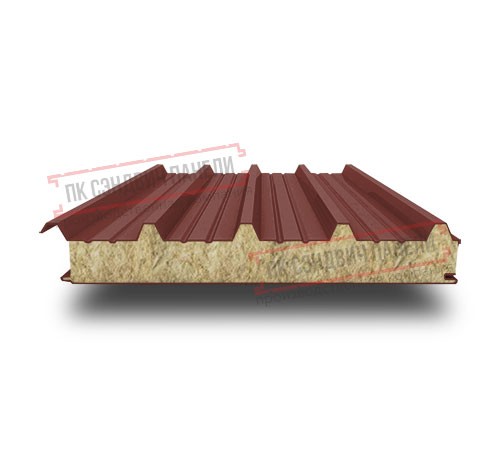 Сэндвич панели акустические кровельные с минеральной ватой, ширина 1200 мм, толщина 60 мм, 0.5/0.5, RAL3009