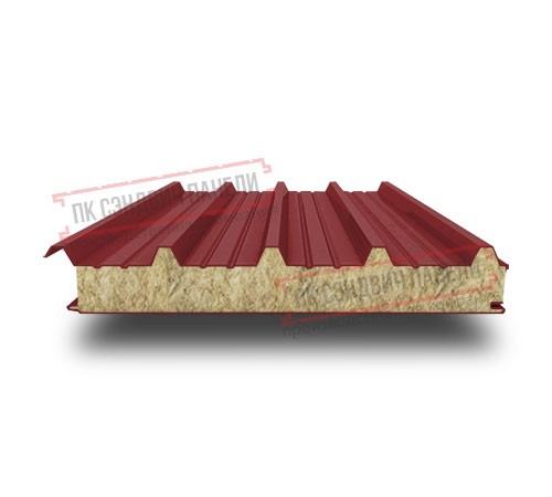 Сэндвич панели акустические кровельные с минеральной ватой, ширина 1000 мм, толщина 60 мм, 0.5/0.5, RAL3011