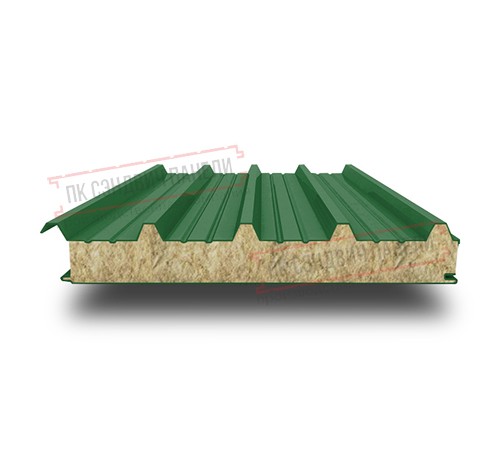 Сэндвич панели акустические кровельные с минеральной ватой, ширина 1200 мм, толщина 60 мм, 0.5/0.5, RAL6002