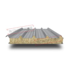 Сэндвич панели акустические кровельные с минеральной ватой, ширина 1200 мм, толщина 60 мм, 0.5/0.5, RAL7004