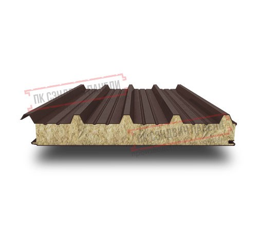 Сэндвич панели акустические кровельные с минеральной ватой, ширина 1000 мм, толщина 60 мм, 0.5/0.5, RAL8017